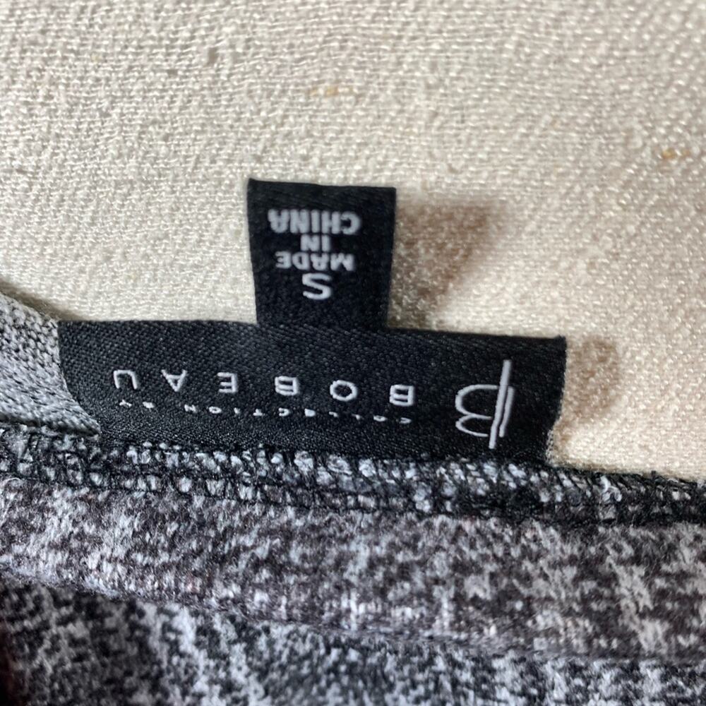 BOBEAU drop sleeves V-back black white plaid hounds tooth small pullover top - Picture 6 of 9